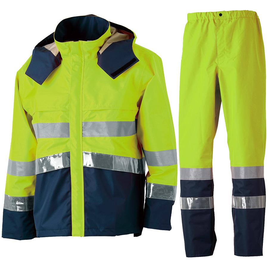 ジンナイ 雨衣 M8920 高視認性レインウェア 上下セット 蛍光オレンジ 蛍光イエロー SS〜5L ジンナイ 雨衣 M8920 高視認性レインウェア 上下セット 蛍光オレンジ