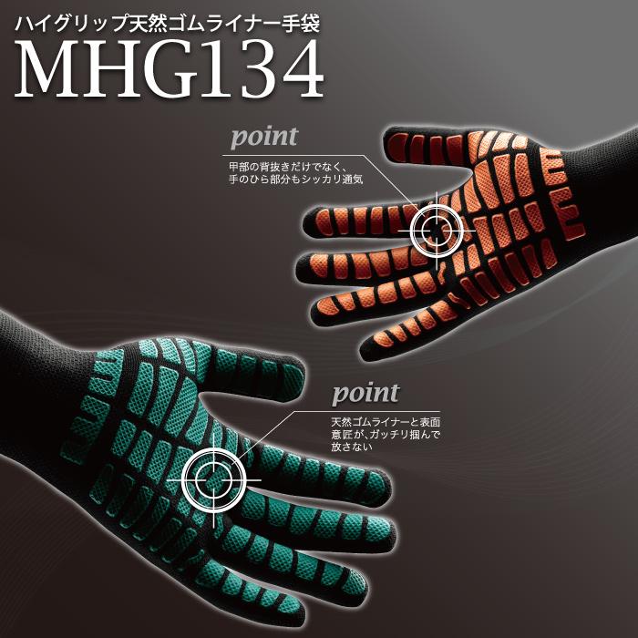ミドリ安全 作業用手袋 ハイグリップ MHG134 ブラック×グリーン 