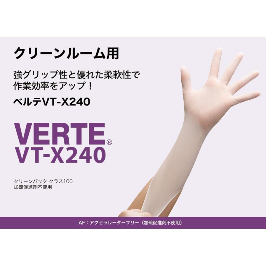 ミドリ安全　ニトリル手袋　アクセラレーターフリー　強グリップ　クリーンルーム用　VT-X240　ベルテ　XS〜XL（100枚×10袋）