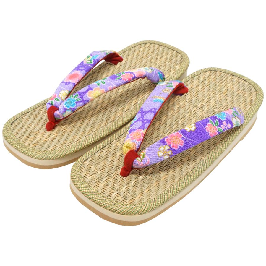 草履 雪駄 日本製 女性 レディース パナマ ラバー底 履物 シューズ サンダル 紫 桜 Oz05 Midori Obi Arts 通販 Yahoo ショッピング