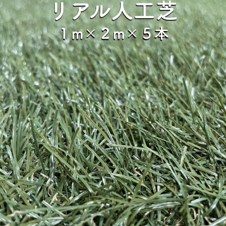リアル人工芝 ロール つや消しタイプ 幅1m×長さ2m×5本 芝丈30mm 芝生マット 人工芝ロールタイプ 芝生 庭 ベランダ | 