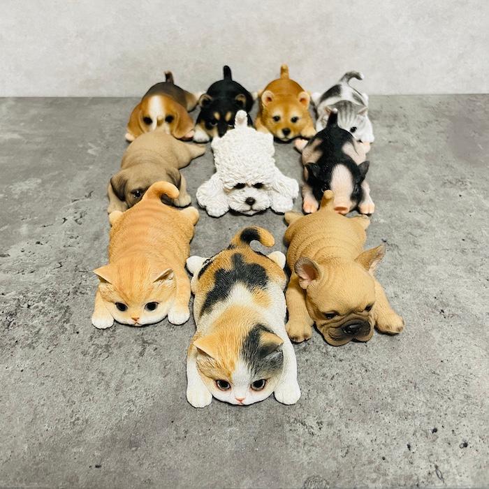 うつぶせの動物のかわいい置物 全10種類 カップ押さえ マグネット付き