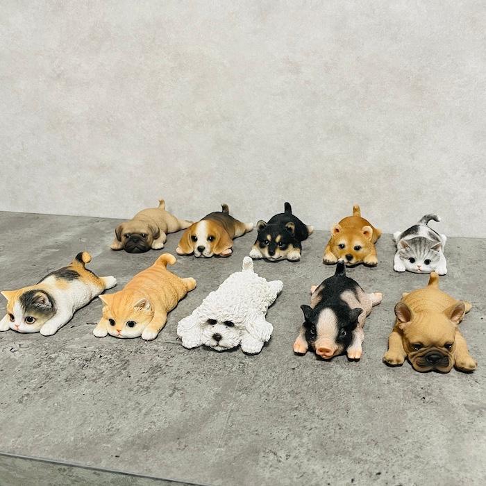 うつぶせの動物のかわいい置物 全10種類 カップ押さえ マグネット付き