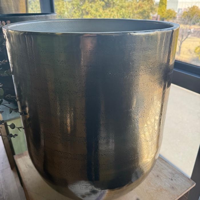 鉢カバー おしゃれ 高級 アンワール カーフ 13号 11号 アルミ製 ゴールド ブラック 室内 北欧 観葉植物 大型 丸型 KONTONの画像