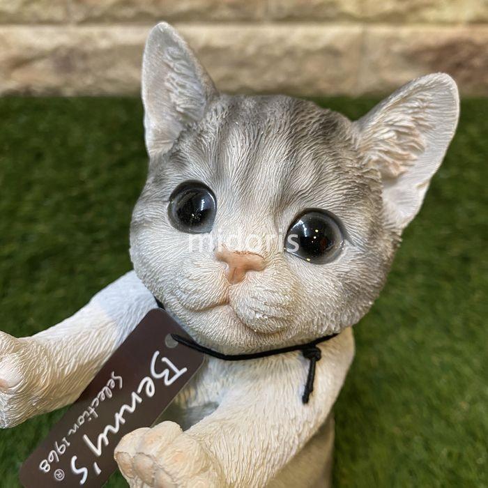 ベニーズキャット 窓の外を眺めてます（サバ白 子）猫 かわいい置物 おしゃれなアニマルオブジェ インテリア ネコ  玄関 庭 |  | 02