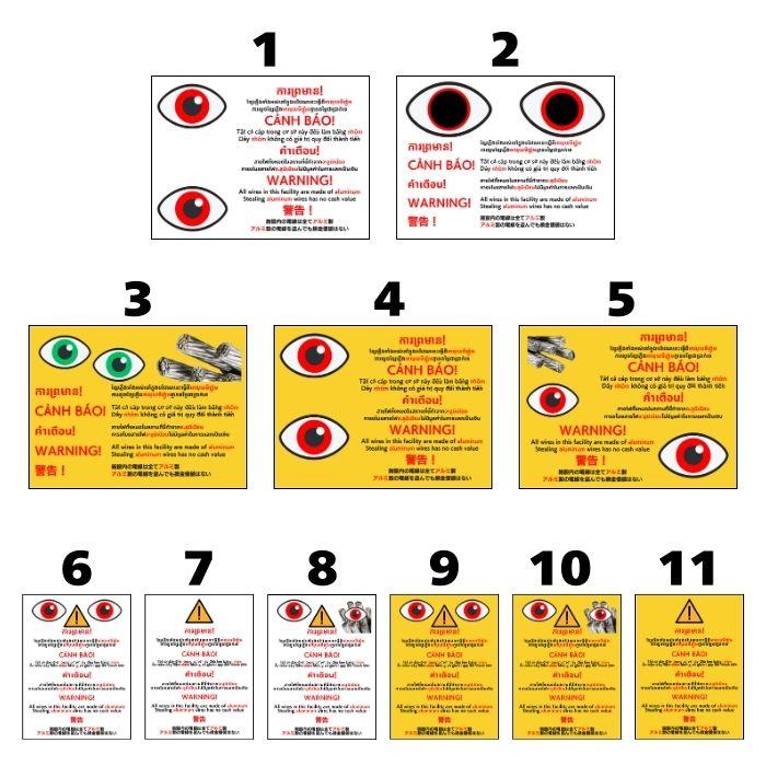 選べるデザイン 太陽光発電所等 ケーブル盗難防止看板 防犯標識 警告 対策 長辺40cm×短編30cm 銅線 結束バンド付き |  | 12