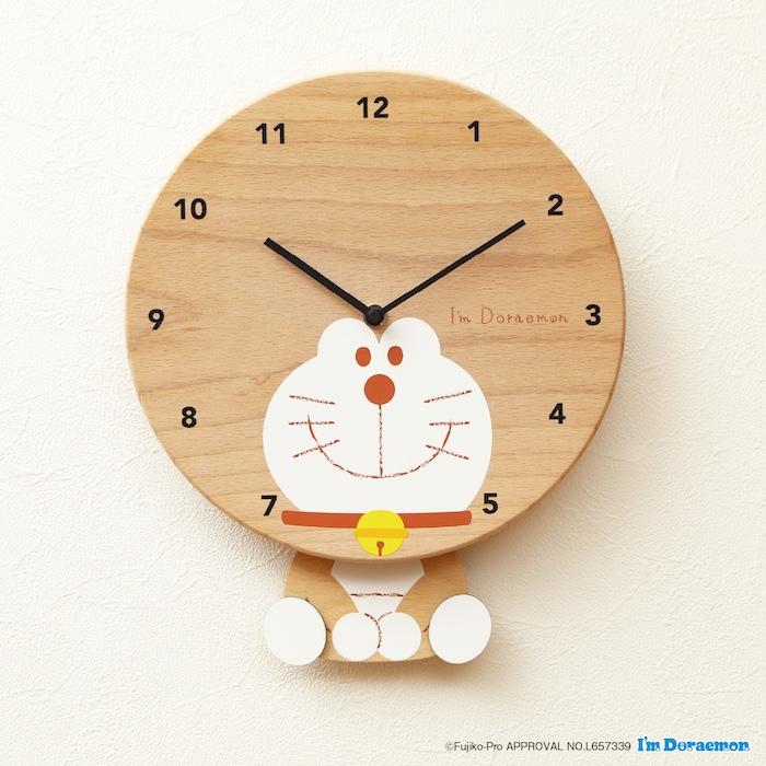 ドラえもん壁掛け時計 壁掛け時計 木製 アイムドラえもん スマイル キャラクター