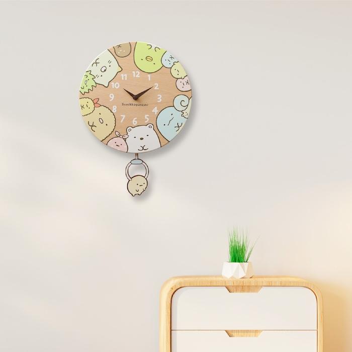 壁掛け時計 木製 すみっコぐらし すみっコなかま キャラクター