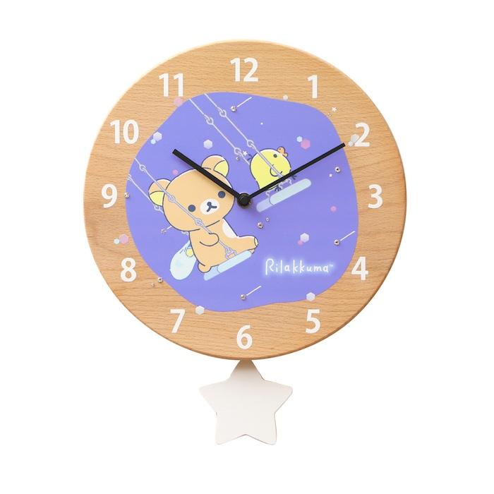San-X　リラックマ　壁掛け時計　木製 壁掛け時計 木製 リラックマ ブランコ キャラクター おしゃれ かわいい