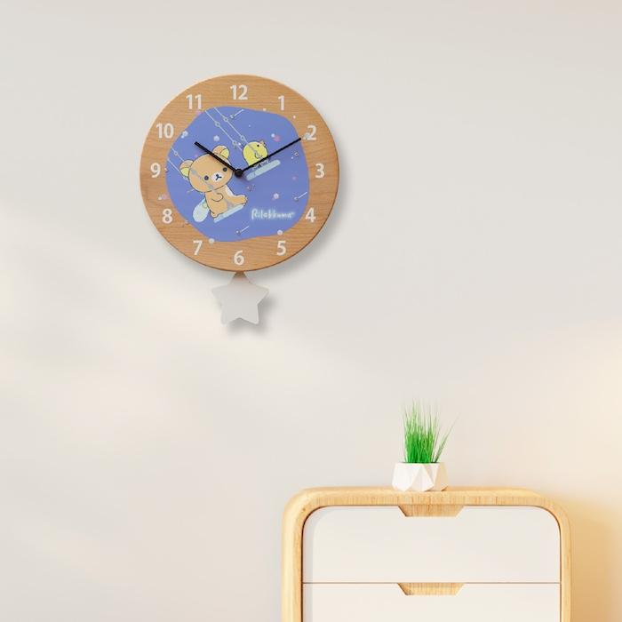 壁掛け時計 木製 リラックマ ブランコ キャラクター おしゃれ かわいい