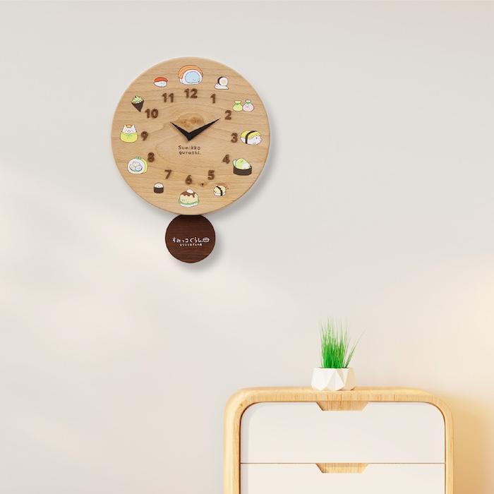 壁掛け時計 木製 すみっコぐらし なりきりおすしの会 キャラクター おしゃれ かわいい 木 アナログ インテリア リビング 日本製 プレゼント ギフト 寝室 部屋 |  | 06