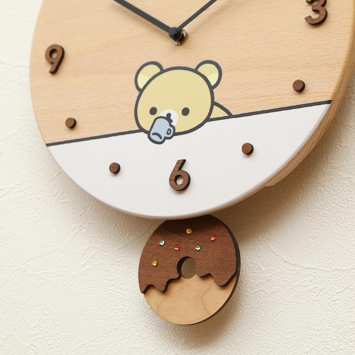 壁掛け時計 木製 リラックマ ドーナツ キャラクター おしゃれ かわいい 木 アナログ インテリア リビング 日本製 プレゼント ギフト 寝室 子供部屋 |  | 02
