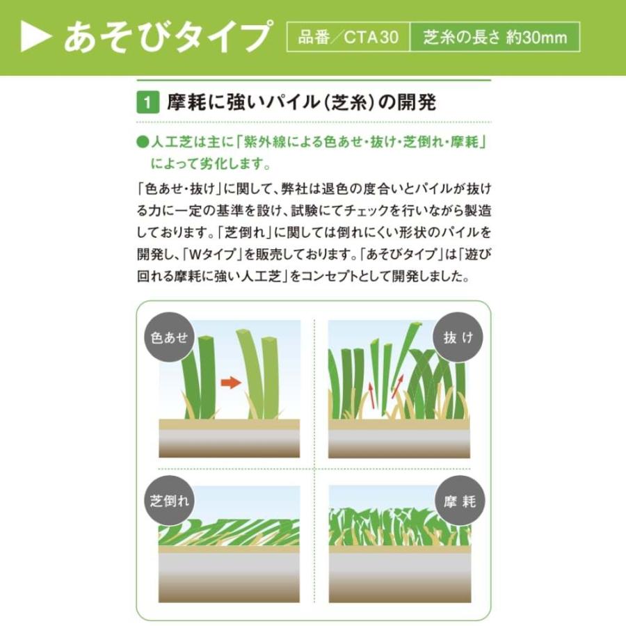 リアル人工芝 クローバーターフ あそびタイプ 幅1m×長さ10m 芝丈30mm 人工芝ロール 庭 ベランダ テラス バルコニーの画像