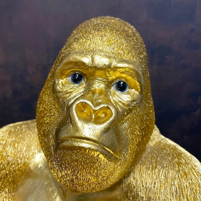 置物 かわいい 動物 玄関 金色ゴリラ 小物置き トレー台付き 置物 かわいい 動物 玄関 金色ゴリラ 小物置き トレー台付き