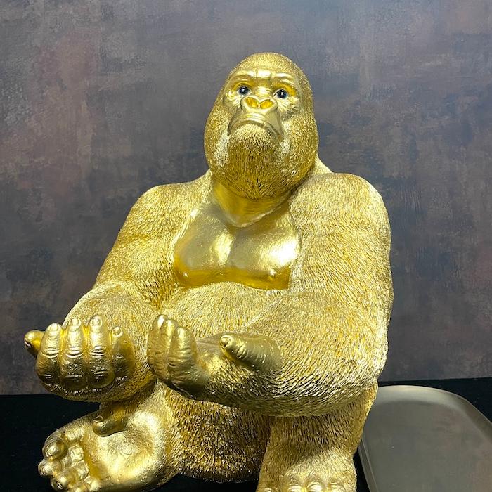 置物 かわいい 動物 玄関 金色ゴリラ 小物置き トレー台付き 巨大ゴールドゴリラ かわいい おしゃれ インテリア 大きいオブジェ |  | 05