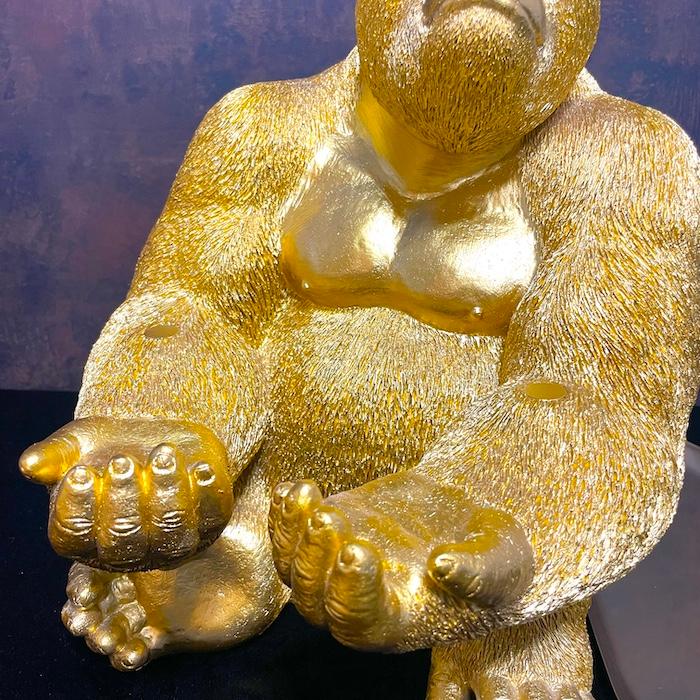 置物 かわいい 動物 玄関 金色ゴリラ 小物置き トレー台付き 置物 かわいい 動物 玄関 金色ゴリラ 小物置き トレー台付き