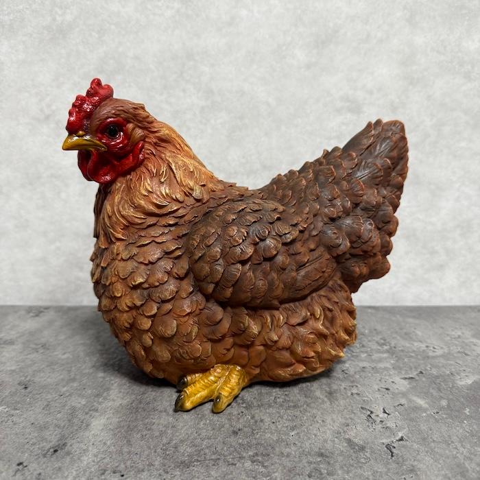 鳥 置物 オブジェ 北欧 動物 かわいい しゃがむ雌鶏 大 高さ19.5cm ニワトリ woobia おしゃれ 玄関インテリア リアル 大型 ウービア |  | 15