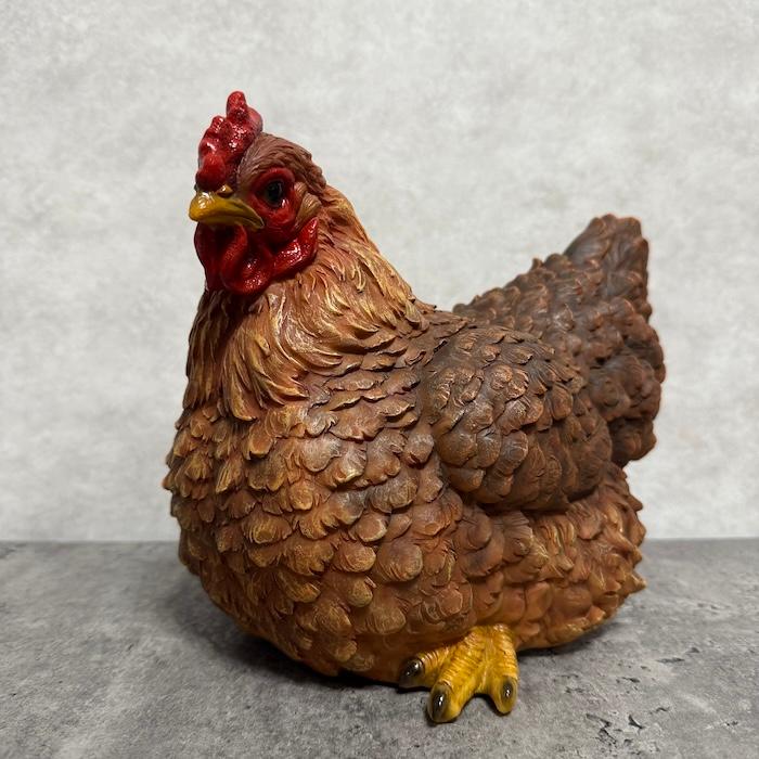 鳥 置物 オブジェ 北欧 動物 かわいい しゃがむ雌鶏 大 高さ19.5cm ニワトリ woobia おしゃれ 玄関インテリア リアル 大型 ウービア |  | 07