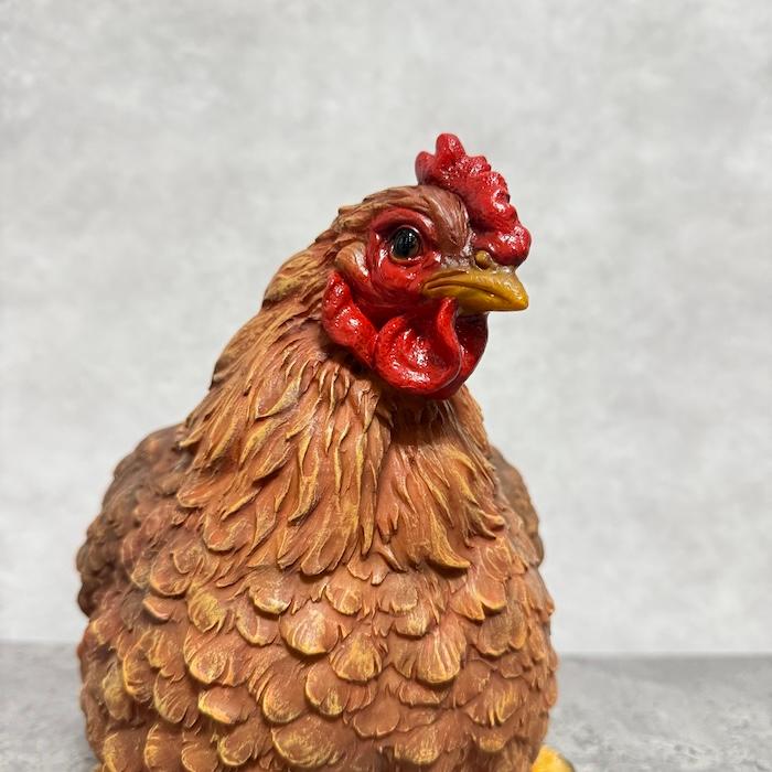 鳥 置物 オブジェ 北欧 動物 かわいい しゃがむ雌鶏 大 高さ19.5cm ニワトリ woobia おしゃれ 玄関インテリア リアル 大型 ウービア |  | 08