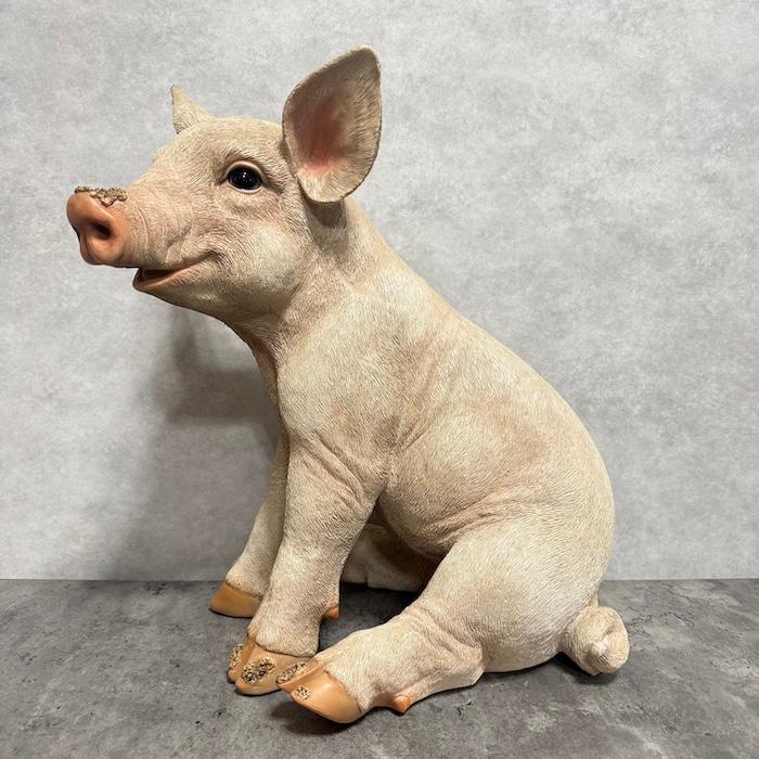 置物 お座りピンク 小豚 特大 ブタグッズ 高さ46.5cm 巨大オブジェ