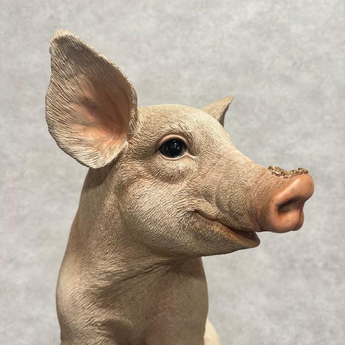 置物 もののけ巨大豚 置物 お座りピンク 小豚 特大 ブタグッズ 高さ46.5cm 巨大オブジェ