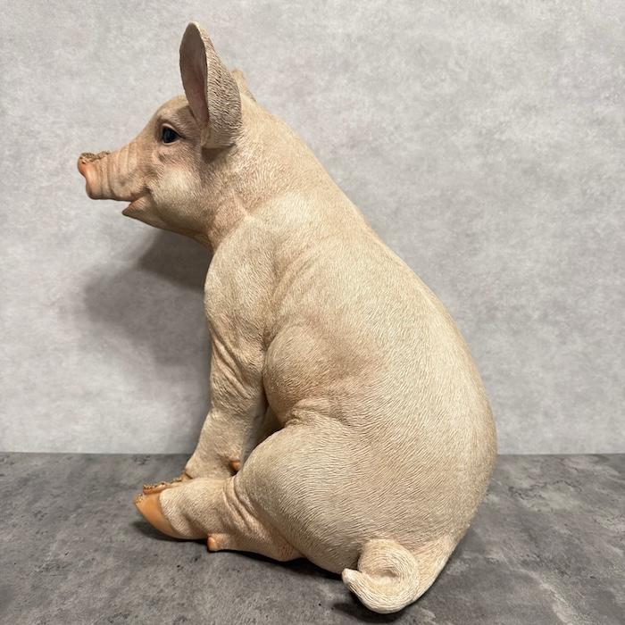 置物 お座りピンク 小豚 特大 ブタグッズ 高さ46.5cm 巨大オブジェ