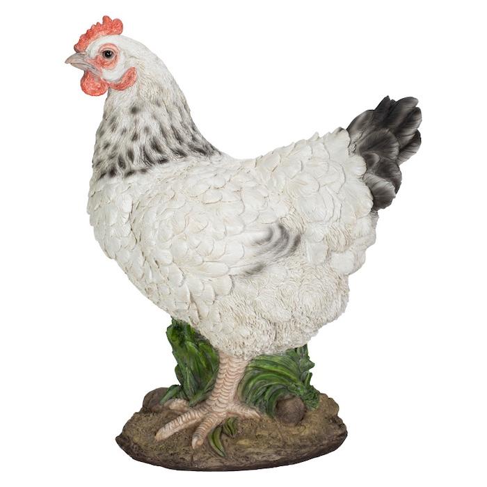 置物 鳥 かわいい オブジェ 北欧 動物 白い雌鶏 ニワトリ 高さ27.5cm