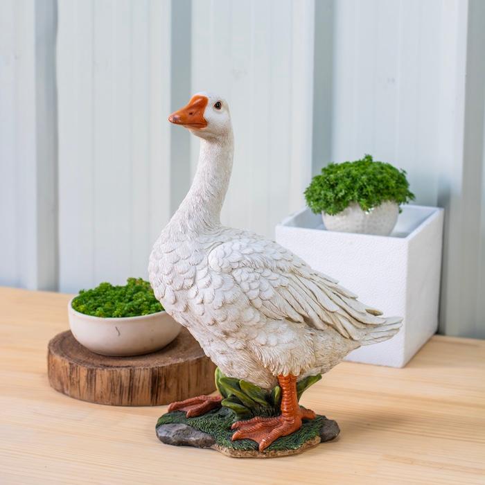 鳥 置物 オブジェ 北欧 動物 かわいい ガチョウ グッズ 高さ40.5cm woobia おしゃれ 玄関インテリア リアル 大型 ウービア |  | 07