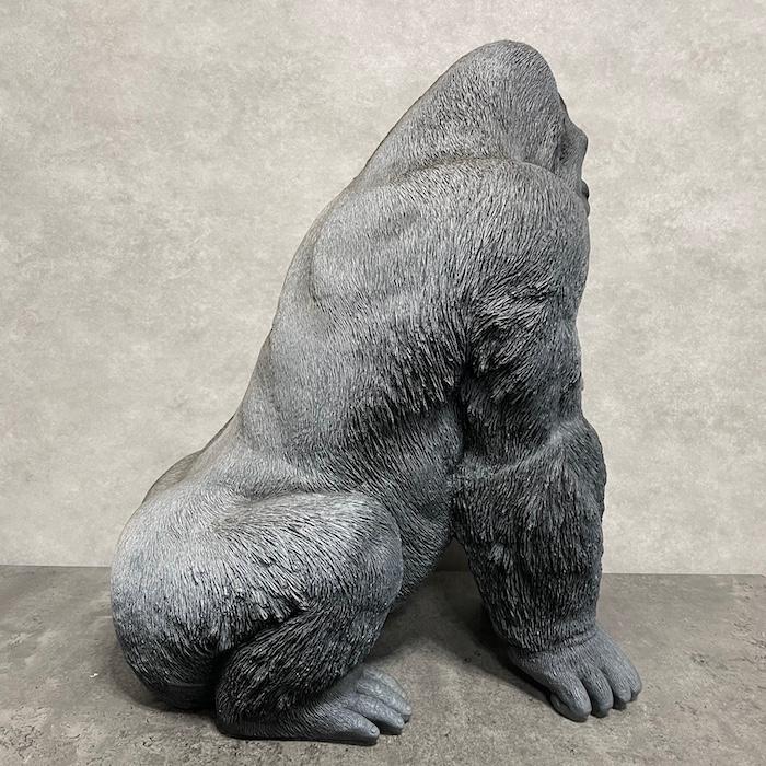 シルバーバック デカ黒ゴリラ 高さ53cm 置物 かわいい 動物 玄関