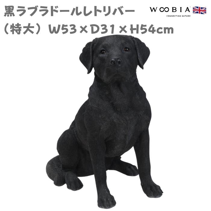 犬 置物 大型 動物 特大 お座りラブラドールレトリバー 黒 高さ54cm