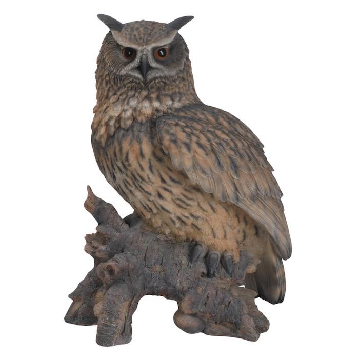 鳥の置物 巨大オブジェ 北欧 動物 かわいい 切り株にとまるワシミミズク 高さ60cm woobia おしゃれ 玄関インテリア リアル 大型 ウービア | 