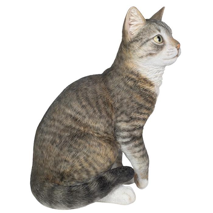置物 猫 動物 かわいい お座りサバトラ猫 大 ネコ 高さ30.5cm おしゃれ