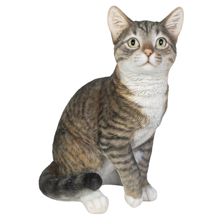 置物 猫 動物 かわいい お座りサバトラ猫 大 ネコ 高さ30.5cm おしゃれ