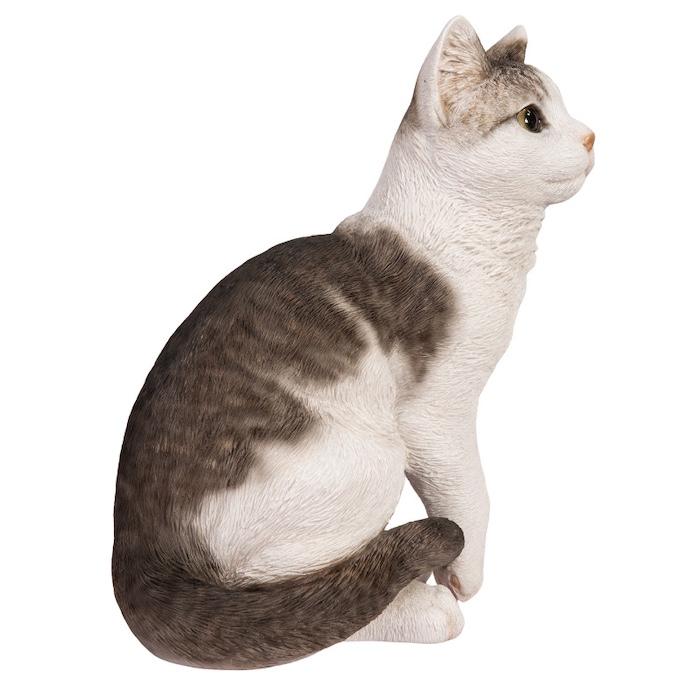 WOOBIA（ウービア） 置物 猫 動物 かわいい お座りサバトラ白猫 大