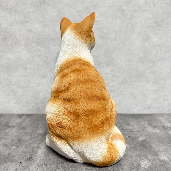 置物 猫 動物 かわいい 巻き座り茶トラ白猫 大 ネコ 高さ30.5cm woobia