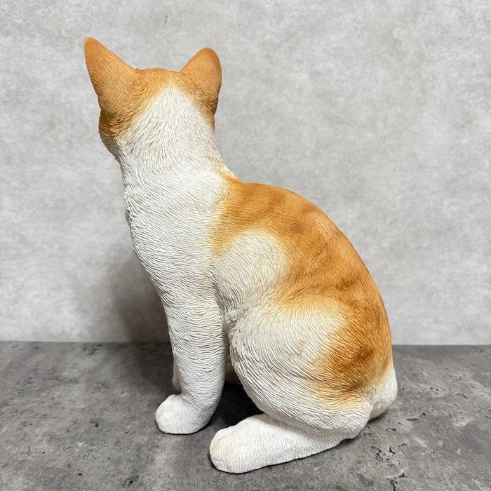置物 猫 動物 かわいい 巻き座り茶トラ白猫 大 ネコ 高さ30.5cm woobia