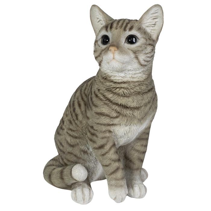 置物 猫 動物 かわいい 巻き座りサバトラ猫 ネコ 高さ30.5cm woobia