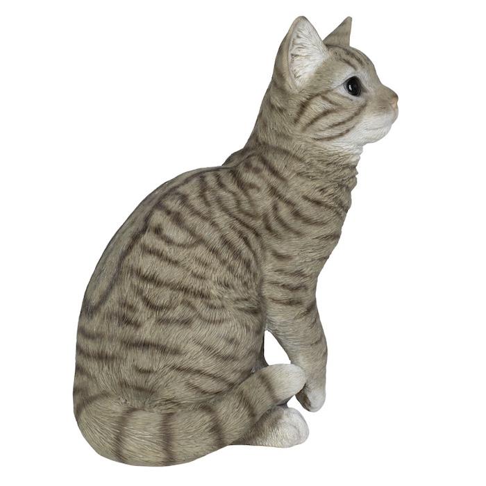 置物 猫 動物 かわいい 巻き座りサバトラ猫 ネコ 高さ30.5cm woobia