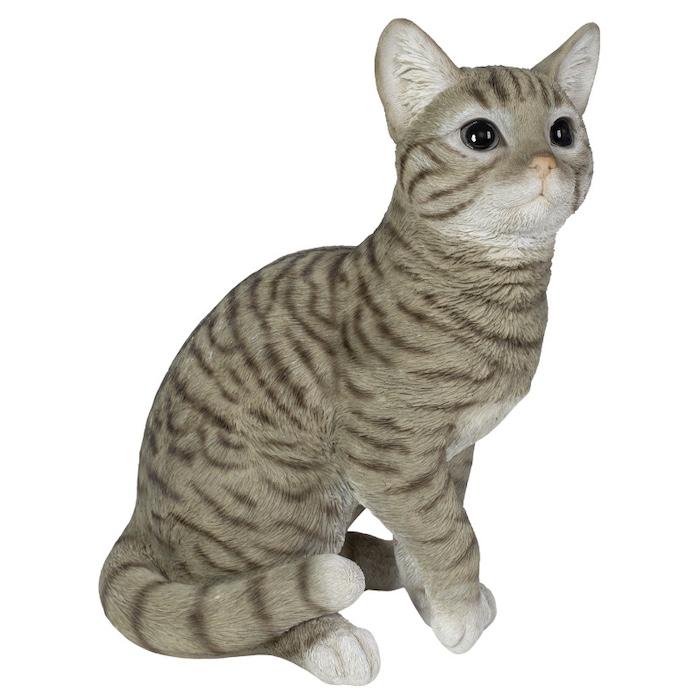 置物 猫 動物 かわいい 巻き座りサバトラ猫 ネコ 高さ30.5cm woobia