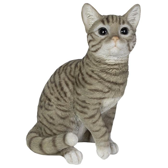 置物 猫 動物 かわいい 巻き座りサバトラ猫 ネコ 高さ30.5cm woobia