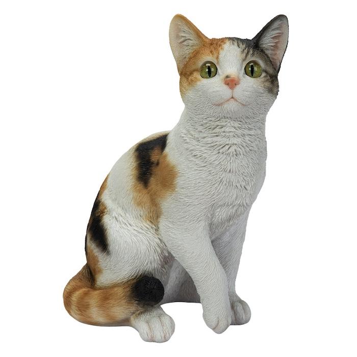 WOOBIA（ウービア） 置物 猫 動物 かわいい お座り三毛猫 大 ネコ 高さ