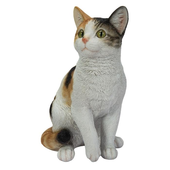 置物 猫 動物 かわいい お座り三毛猫 大 ネコ 高さ30.5cm woobia