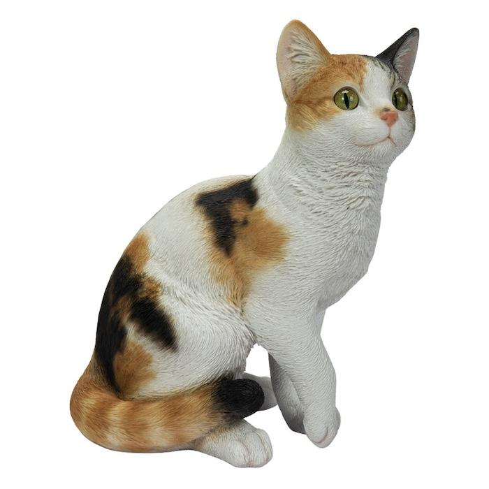 置物 猫 動物 かわいい お座り三毛猫 大 ネコ 高さ30.5cm woobia