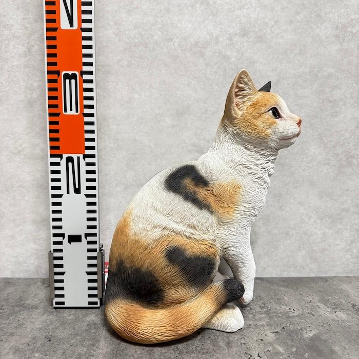 置物 猫 動物 かわいい お座り三毛猫 ネコ 高さ30.5cm おしゃれ 大きい