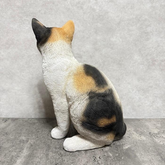 置物 猫 動物 かわいい お座り三毛猫 ネコ 高さ30.5cm おしゃれ 大きい
