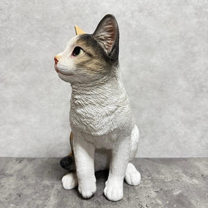 置物 猫 動物 かわいい お座り三毛猫 ネコ 高さ30.5cm おしゃれ 大きい