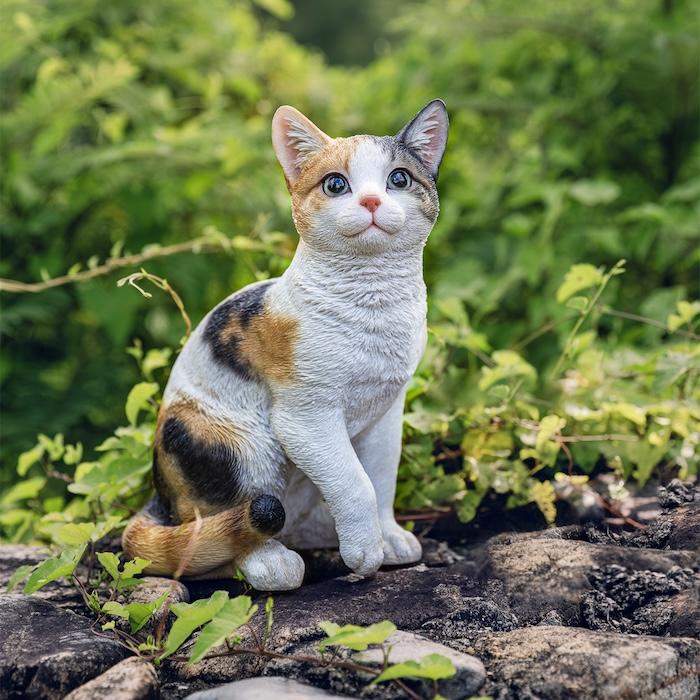 置物 猫 動物 かわいい お座り三毛猫 ネコ 高さ30.5cm おしゃれ 大きい