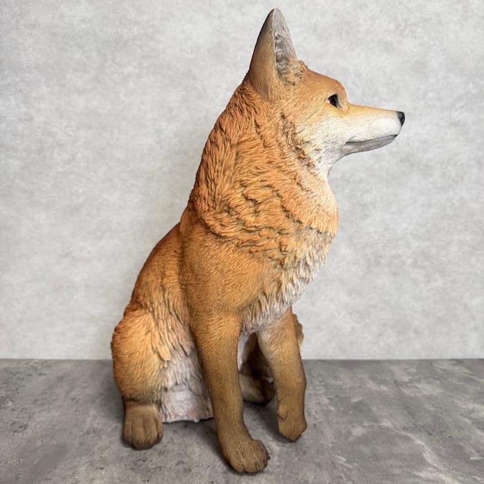 巨木 置物 WOOBIA（ウービア） 置物 動物 お座りきつね 特大 狐 高さ48.5cm 巨大
