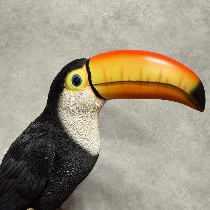 置物 鳥 かわいい オブジェ 北欧 動物 切り株にとまるオニオオハシ 高