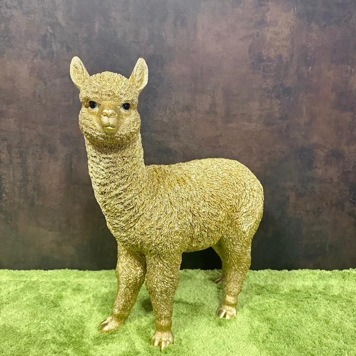 美品 GOLDEN  アルパカ混 XXS イタリア製 オーバーサイズ 置物 動物 アルパカ ゴールド 金色 縁起物 高さ56cm おしゃれ 大きい